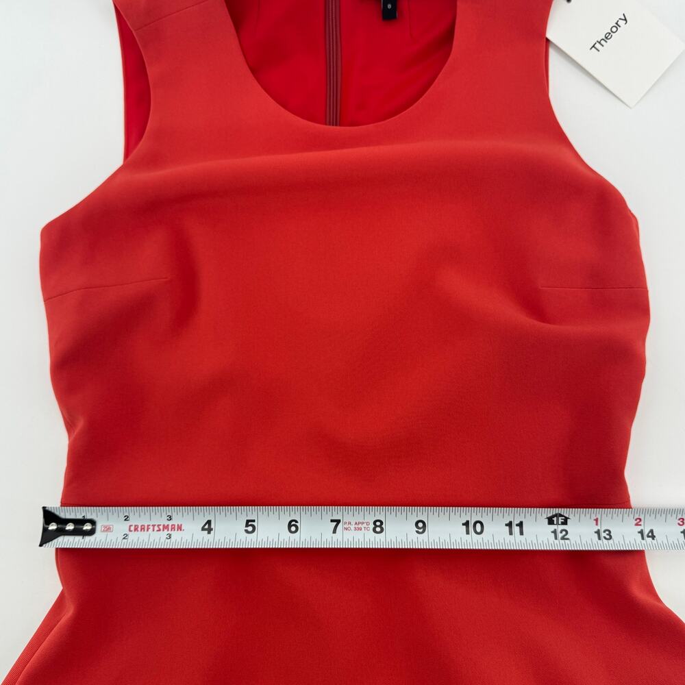 Theory Modern Crepe 2 Sheath Dress - Size 0 NWT $295 Poppy Red Business - Picture 7 of 8